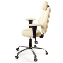 Крісло офісне Kulik System - TRIO (перфорована шкіра) - бежевий